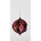 Sterling 4 Pink and Red Leopard Print Glitter Ball Christmas Ornament