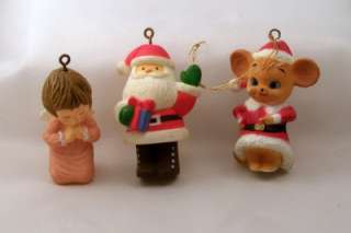 VINTAGE HALLMARK FIGURINES LOT Xmas Angel Santa Mouse Santa Ornaments 
