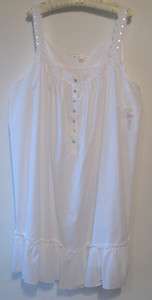 Eileen West Summer Nightgown Womens Plus Size 3X White Cotton FREE US 