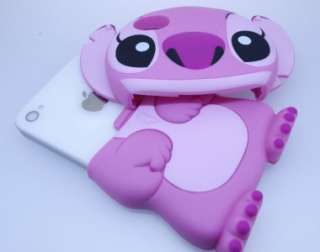 Disney 3D Stitch Movable Ear Flip Pink Hard Case Cover for iPhone 4 