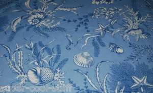 HD736 Sea Life Toile Shell Ocean Seahorse Fish Coral Cotton Fabric By 