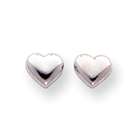 VistaBella 14k Solid White Gold Heart Love Button Post Earrings