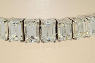   25.65CT EMERALD CUT DIAMOND TENNIS BRACELET PLATINUM VVS  