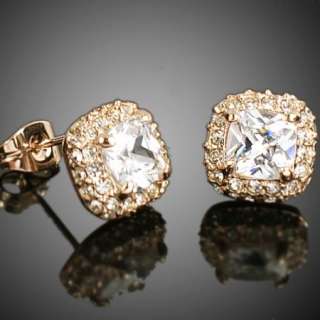 Swarovski Crystal rose gold GP square Earring studs a767  