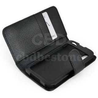 Black Leather Wallet Flip Case Cover for LG Optimus Black P970  
