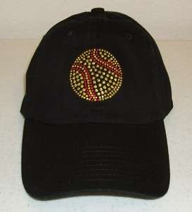 SOFTBALL Rhinestone Ladies Ballcap Hat  