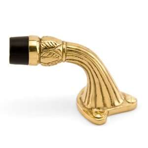 Classic Solid Brass Leaf Design Doorstop   Polished & Lacquered Brass