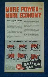1948 Massey Harris Ad ~ 6 Plow Model Tractors Pony Incl  