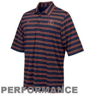   Illinois Fighting Illini Navy Blue Striped Conference Performance Polo