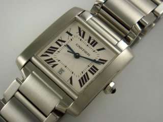   TANK FRANCAISE MENS LARGE STAINLESS STEEL WHITE DIAL AUTOMATIC WATCH