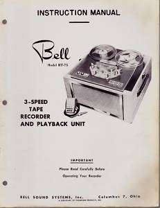 BELL MODEL RT 204 TAPE RECORDER SERVICE MANUAL  