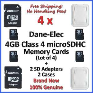 LOT OF 4)Dane Elec 4GB MicroSDHC Memory Card MicroSDHC Memory Card 2 
