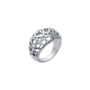  Ladies Stainless Steel Heart Pattern Filigree Dome Ring Jewelry