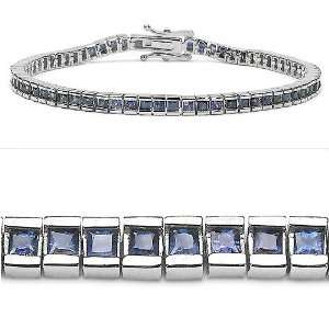  4.85 Carat Genuine Blue Sapphire Sterling Silver Bracelet 