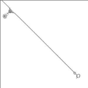  14k White Gold, Charm Anklet with Brilliant Created Gems 
