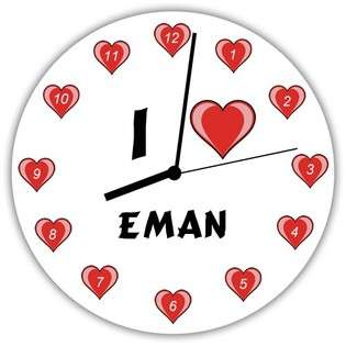 Hardboard Wall Clock with I Love Eman  SHOPZEUS For the Home Wall 