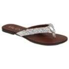 Glo Womens Zameena Embellished Thong Sandal   Pewter