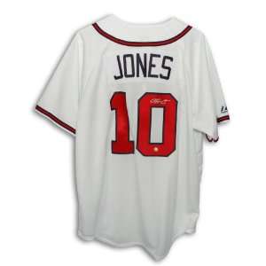 Signed Chipper Jones Uniform   White Majestic   Autographed MLB 