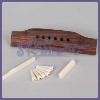  Acoustic Guitar Rosewood Bridge Bone Pins Saddle Nut quality parts Set