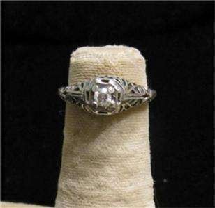 Art Deco Style 925 Sterling Natural Diamond Ring 1.4g (size 5 3/4 