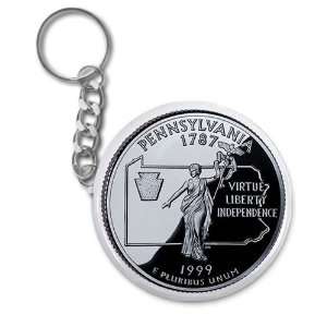   Pennsylvania State Quarter Mint Image 2.25 Inch Button Style Key Chain