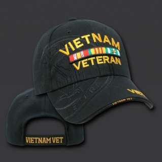 Black Vietnam Veteran Vet War Army Military Shadow Baseball Cap Hat 