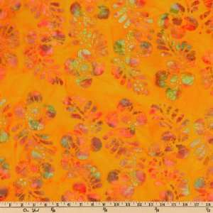  44 Wide Batik Ruby River Floral Rust/Orange/Lime Fabric 
