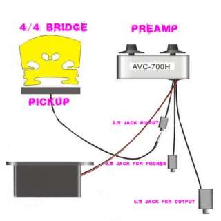 SET of 4/4 Violin Pickup Bridge Amplifier Pre amp  
