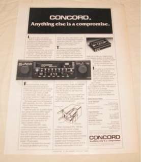 Vintage Concord HPL 130 Car Stereo PRINT AD from 1982  