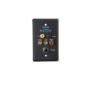   HD15 Composite Video and Stereo Audio Wall Plate (Black) Electronics