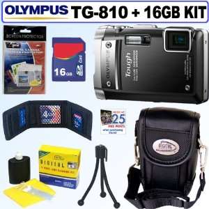  Olympus TG 810 14 MP Digital Camera (Black) + 16B 