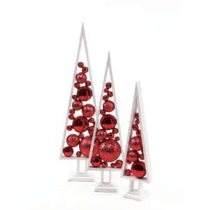  Set of 3 Mod Holiday Glittery White and Red Christmas 