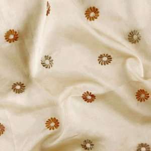  54 Wide Embroidered Silk Organza Floral Tan Fabric By 