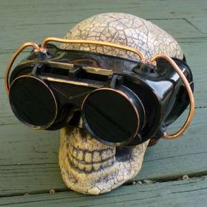 Steampunk Goggles Glasses cyber lens goth Victorian blk biker 