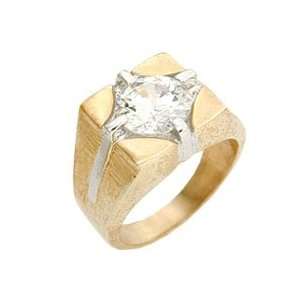   Solitaire Clear Cubic Zirconia Two Tone Ring, Size 8 13 Jewelry