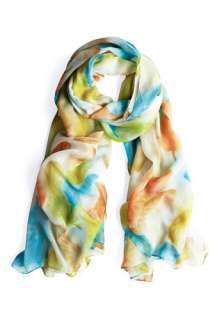 Flutter You Up To? Scarf   Multi, Orange, Yellow, Green, Blue, Print 