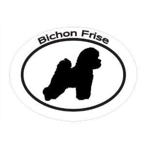  Oval Decal with silhouette of a BICHON FRISE measured in 