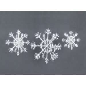   18 Fuzzy Outdoor White Snowflake Christmas Ornaments