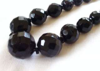   Victorian Original Carved Real Whitby Jet Graduated Bead Necklace