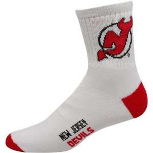 New Jersey Devils White Team Logo Crew Socks    Sports 