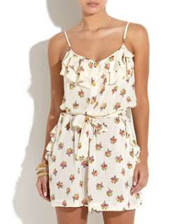 White Pattern (White) Floral Frill Playsuit  246379419  New Look