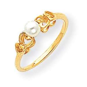   IceCarats Designer Jewelry Gift 14K 4Mm Pearl Ring Size 6.00 Jewelry