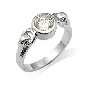  Solitaire Bezel Setting CZ Ring Jewelry