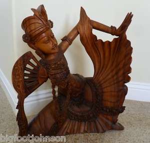 Rare Balinese Dancer Statue Hand Carved  