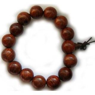 Buddhist Wrist Mala   Fine Grain Wood Asian Meditation Prayer Beads