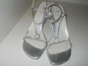 VERA WANG Metallic Silver Strappy Stiletto Heel Sandals  