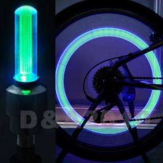 Cycling Motor Car Tire Spoke Wheel Alarm LED Green Light Lamp flash 