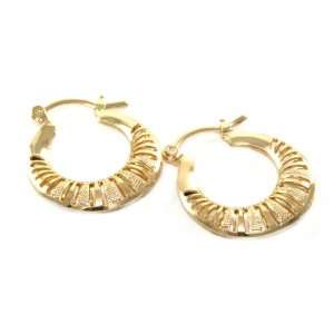  Beautiful 24k Gold Layered GL Diamond Cut Hoop Earrings (1 