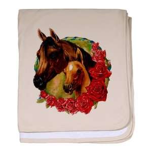  Baby Blanket Petal Pink Horse And Roses 