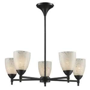   /5DR SW, Celina 5 Light Chandelier in Dark Rust and Snow White Glass